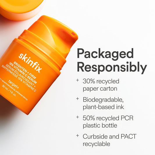 Skinfix Radiance + Repair Duo with Vitamin C - Includes Brighten + Firm 15% Vitamin C Serum (1 fl oz) & Triple Lipid-Peptide Cream (1.7 fl oz) - Vegan, Cruelty Free