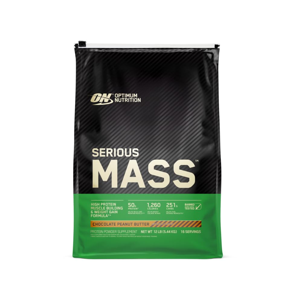 Optimum Nutrition Serious Mass Weight Gainer Protein Powder, Chocolate, 6LB