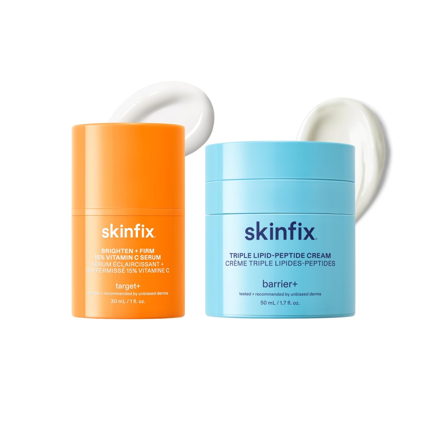 Skinfix Radiance + Repair Duo with Vitamin C - Includes Brighten + Firm 15% Vitamin C Serum (1 fl oz) & Triple Lipid-Peptide Cream (1.7 fl oz) - Vegan, Cruelty Free