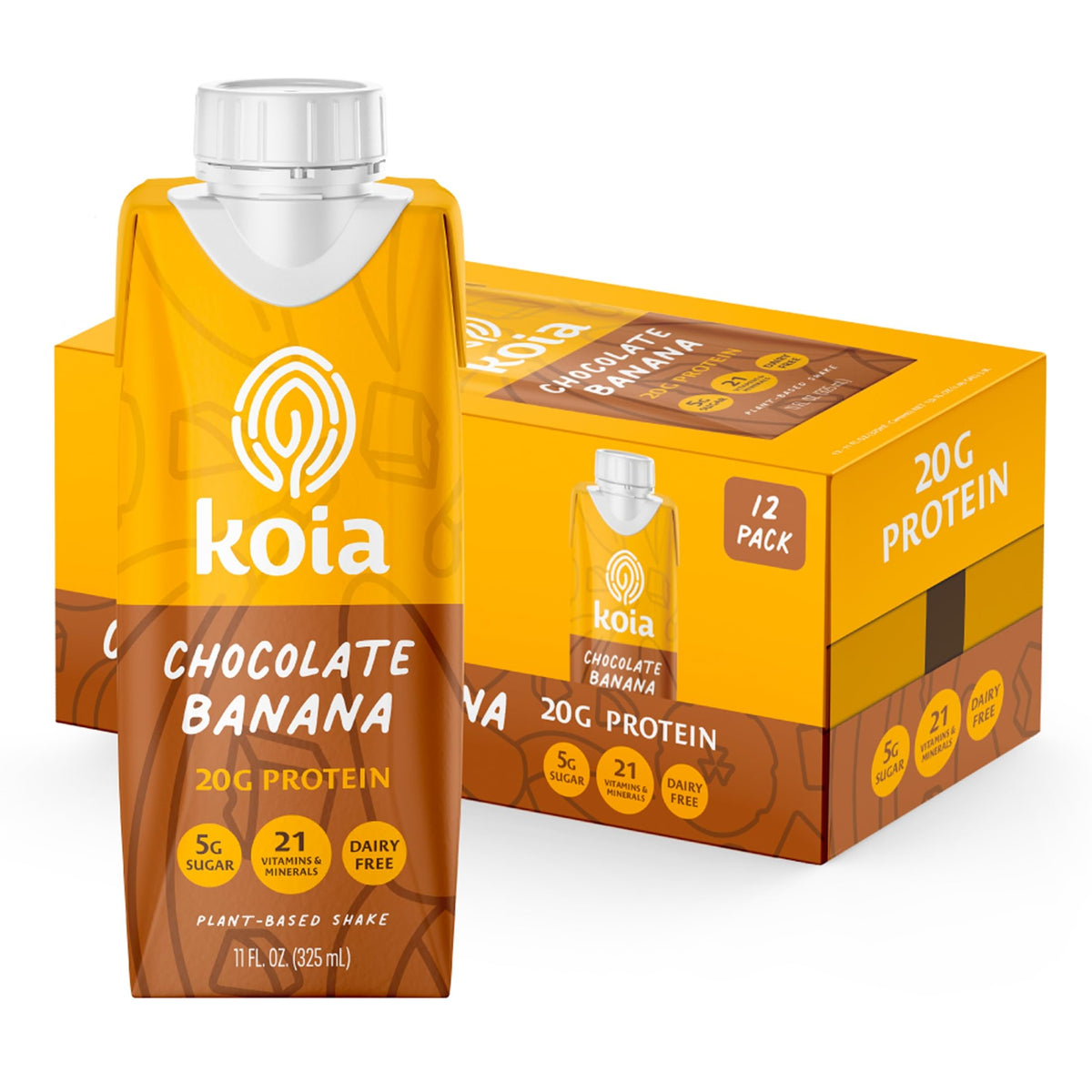 Koia Plant-Based Protein Shake, Cacao Bean, 11 Fl Oz (Pack of 12)