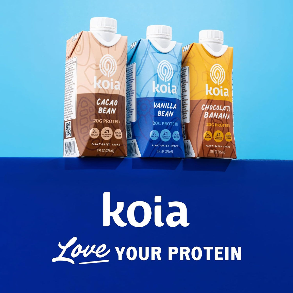 Koia Plant-Based Protein Shake, Cacao Bean, 11 Fl Oz (Pack of 12)