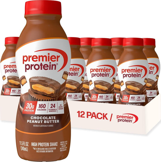 Premier Protein 30g High Protein Shake, Chocolate Peanut Butter, 12 Pack