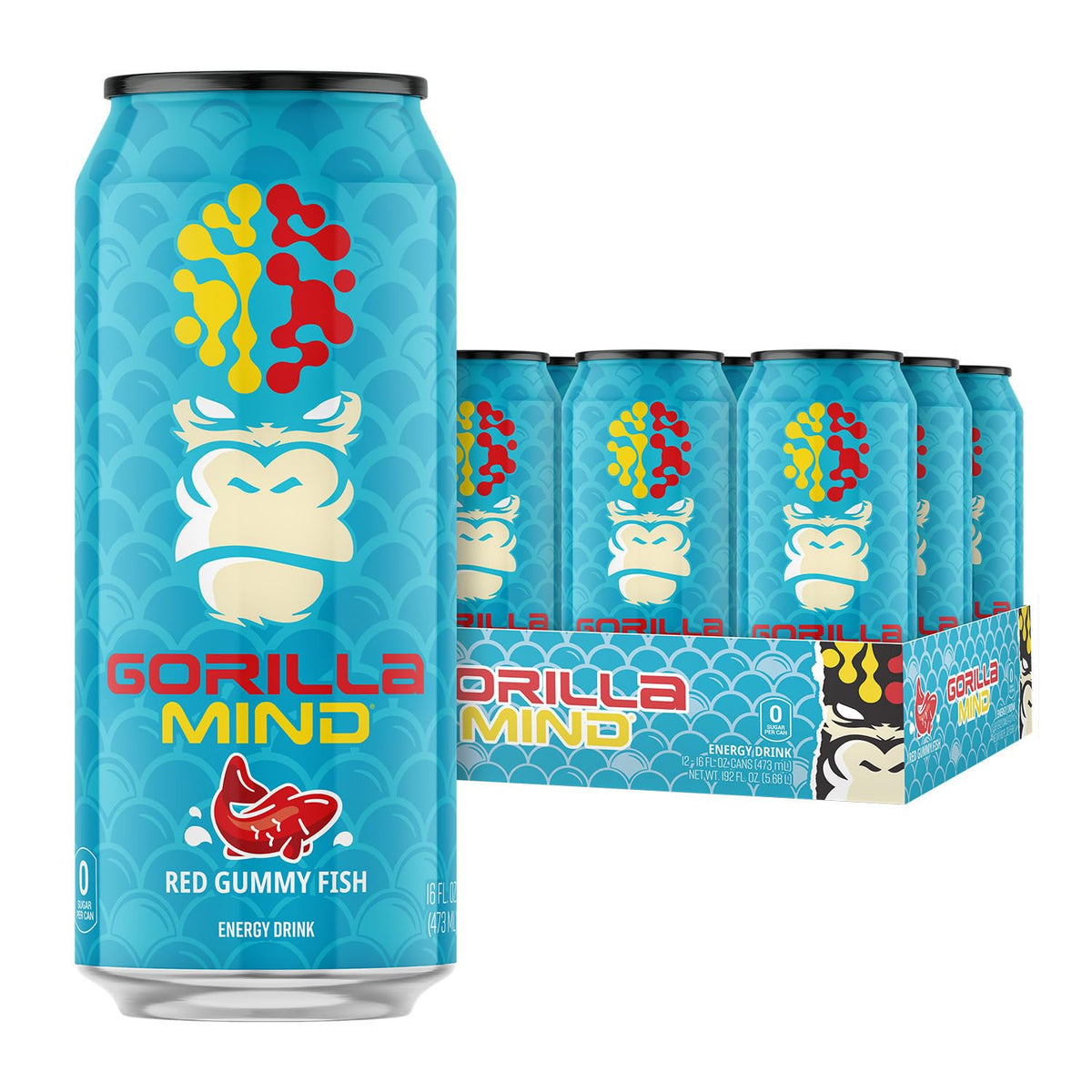 Gorilla Mind Energy Drink | 16oz, 12-Pack (Fruit Punch)