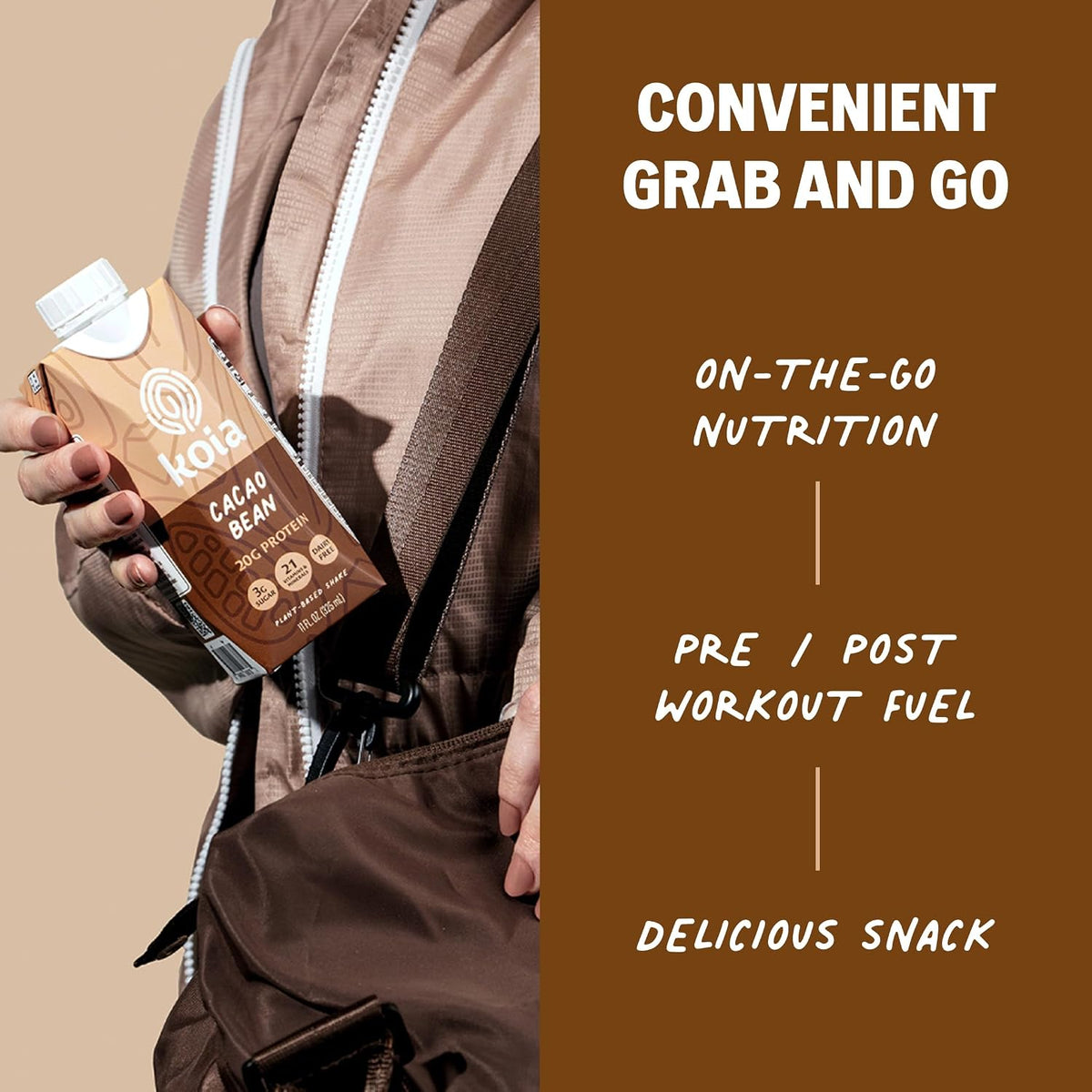 Koia Plant-Based Protein Shake, Cacao Bean, 11 Fl Oz (Pack of 12)
