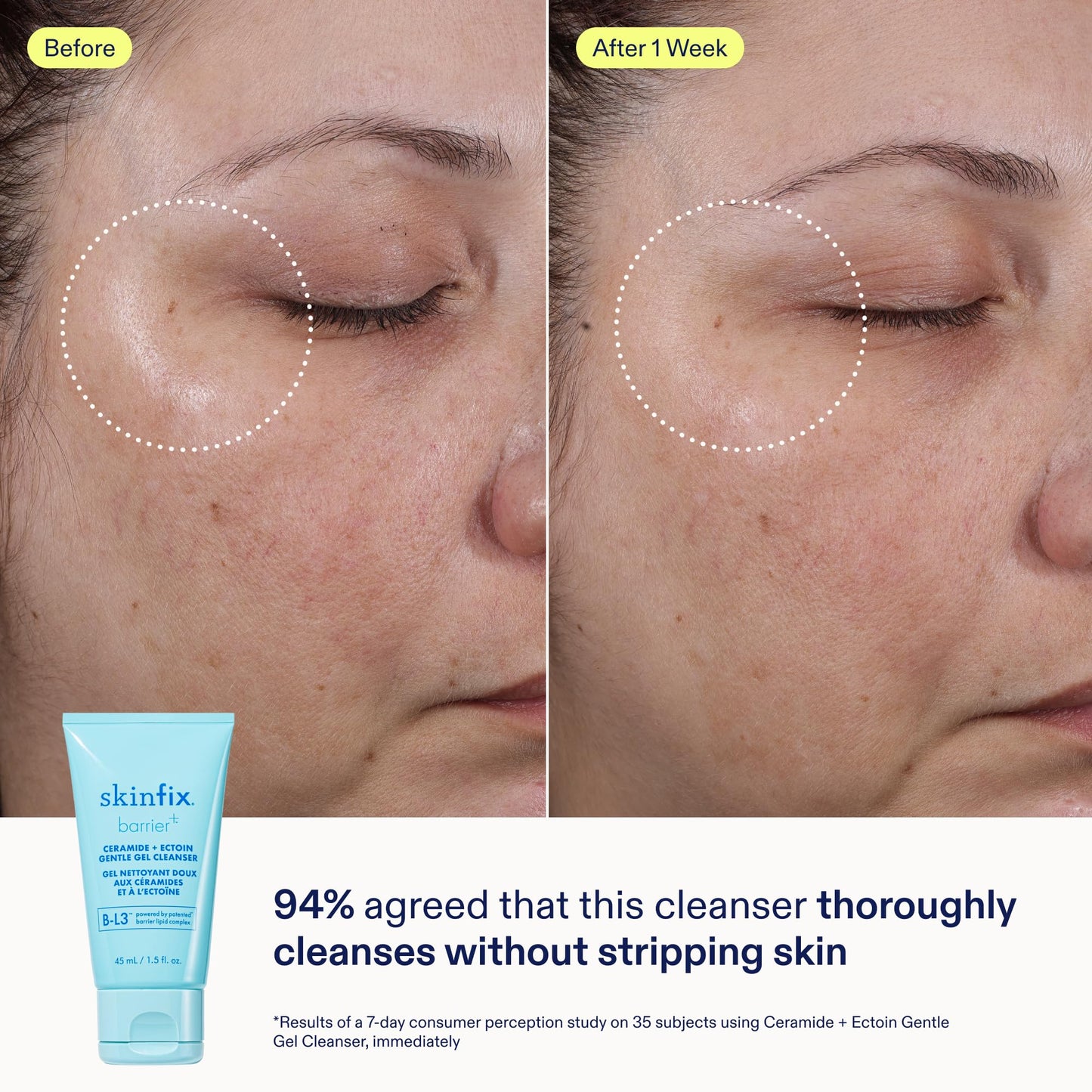 Skinfix Balancing Cleanse + Moisturize Set with Hyaluronic Acid - Includes Mini Ceramide + Ectoin Gentle Gel Cleanser (1.5 fl oz) & Mini Barrier Balancing Water Cream (0.5 fl oz) - Vegan, Cruelty Free