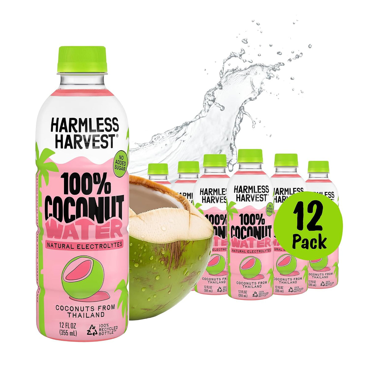 Harmless Harvest 100% Coconut Water, Vegan & Non-GMO, 12 Fl Oz, 12 Pack