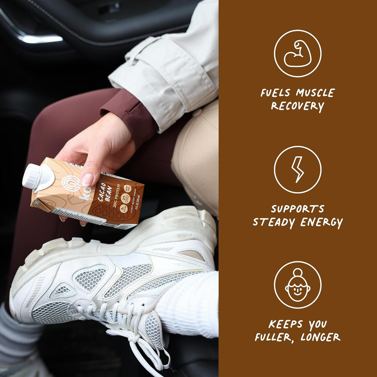 Koia Plant-Based Protein Shake, Cacao Bean, 11 Fl Oz (Pack of 12)